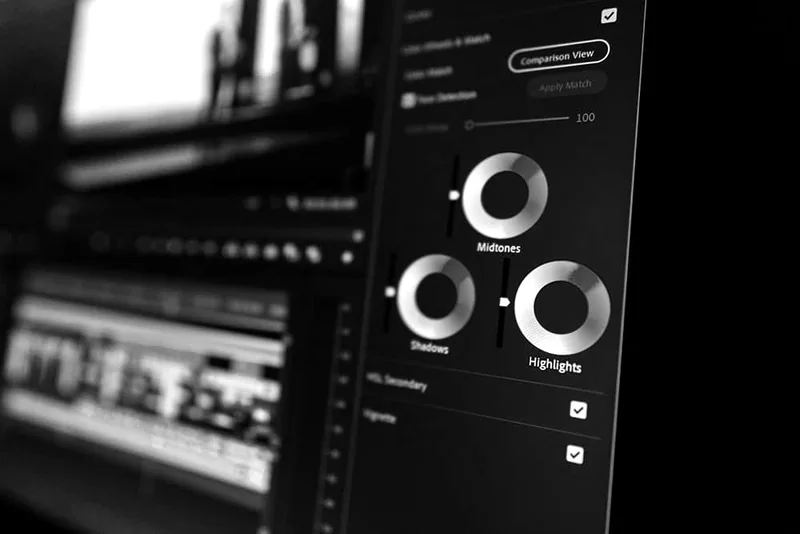 Colour grading software panel